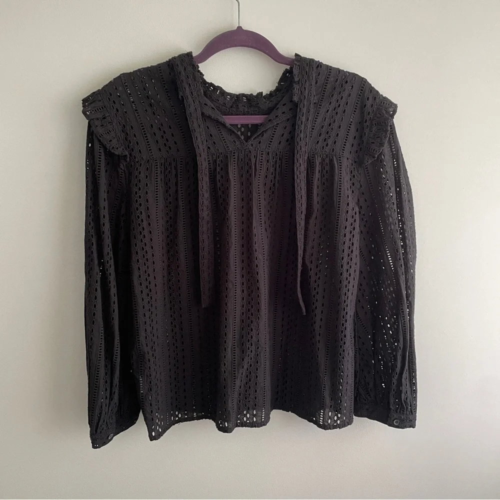 Black Madewell Lace Blouse | Size Small - Picture 2 of 3